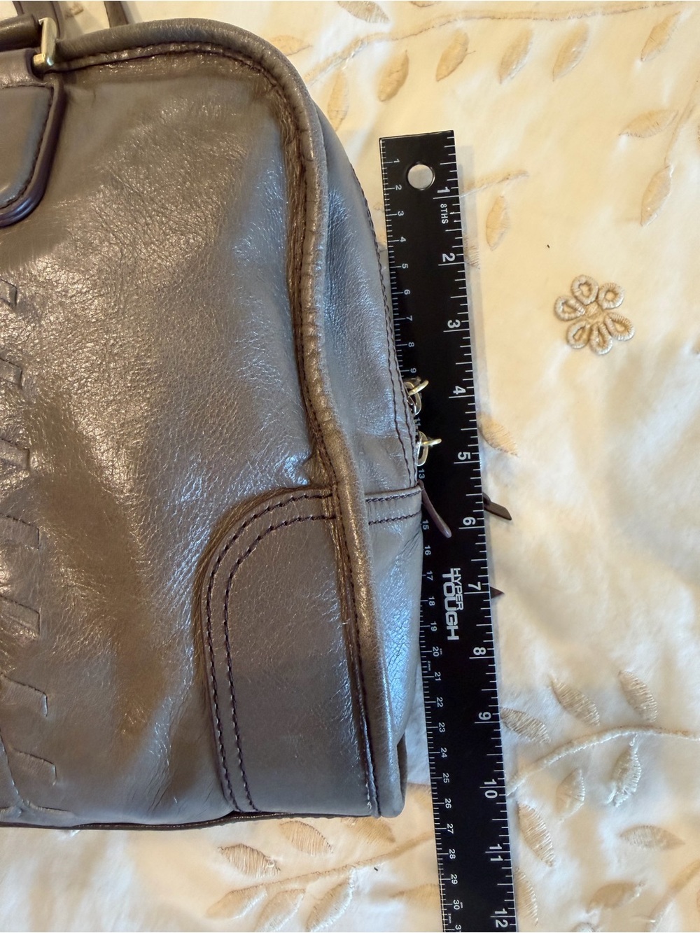 Gray Leather Hobo International Sutton Tote Handbag - Picture 6 of 8